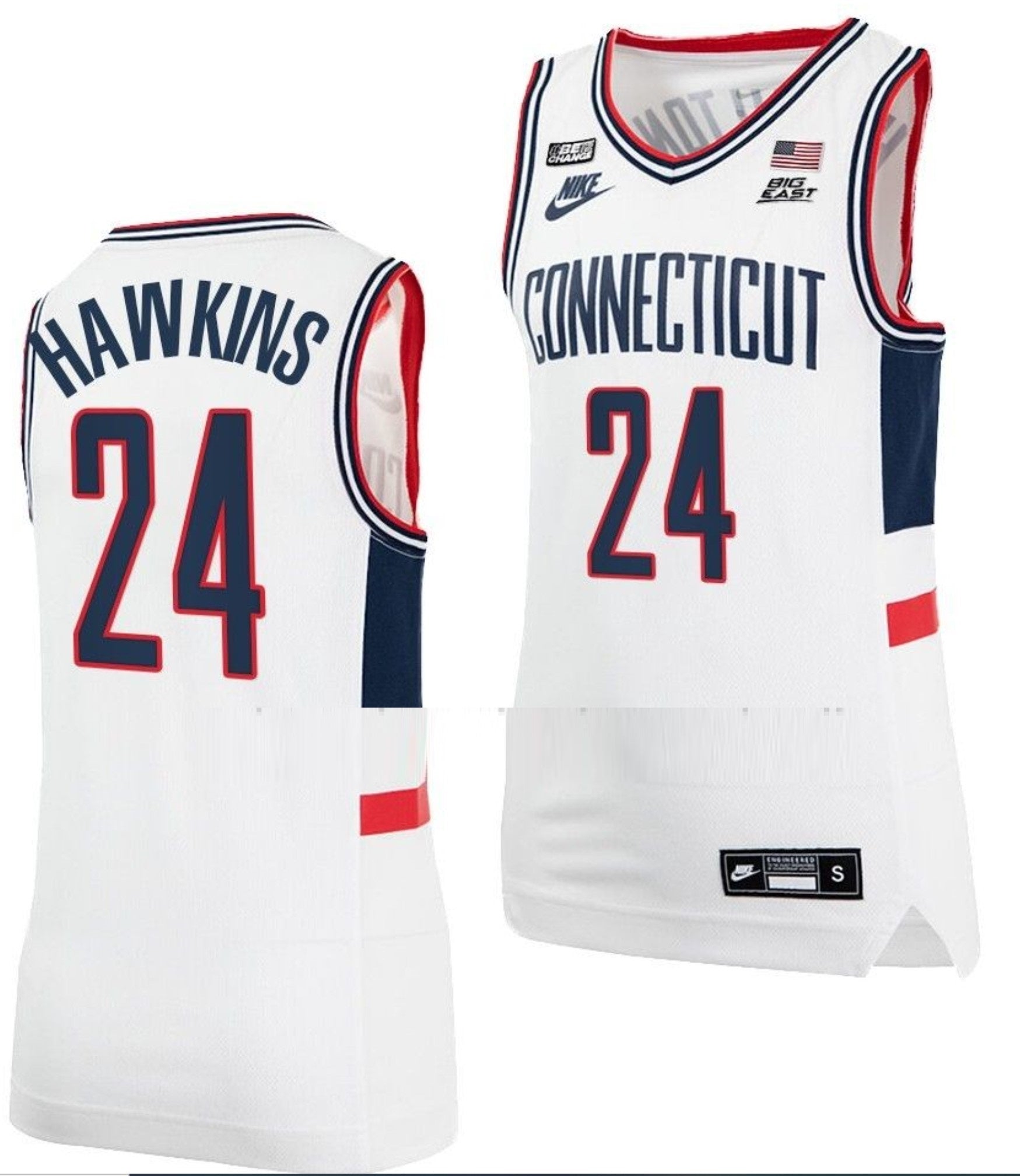 Jordan Hawkins Jersey UConn Huskies College Basketball Alumni White #24
