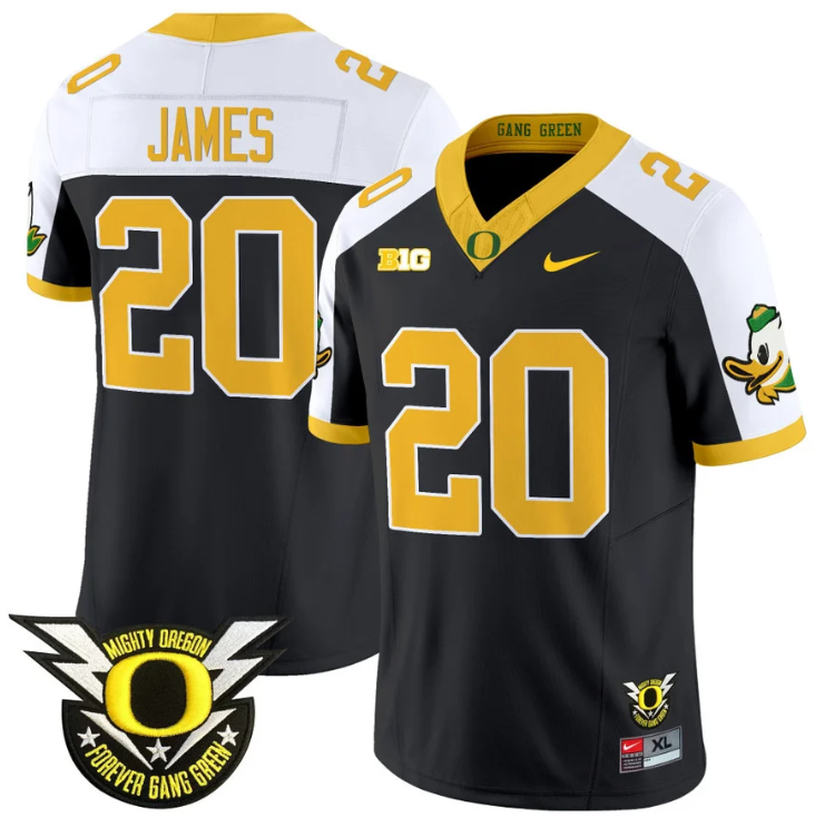 Jordan James Jersey #20 Oregon Duck Forever Gang Green Football Black Alternate