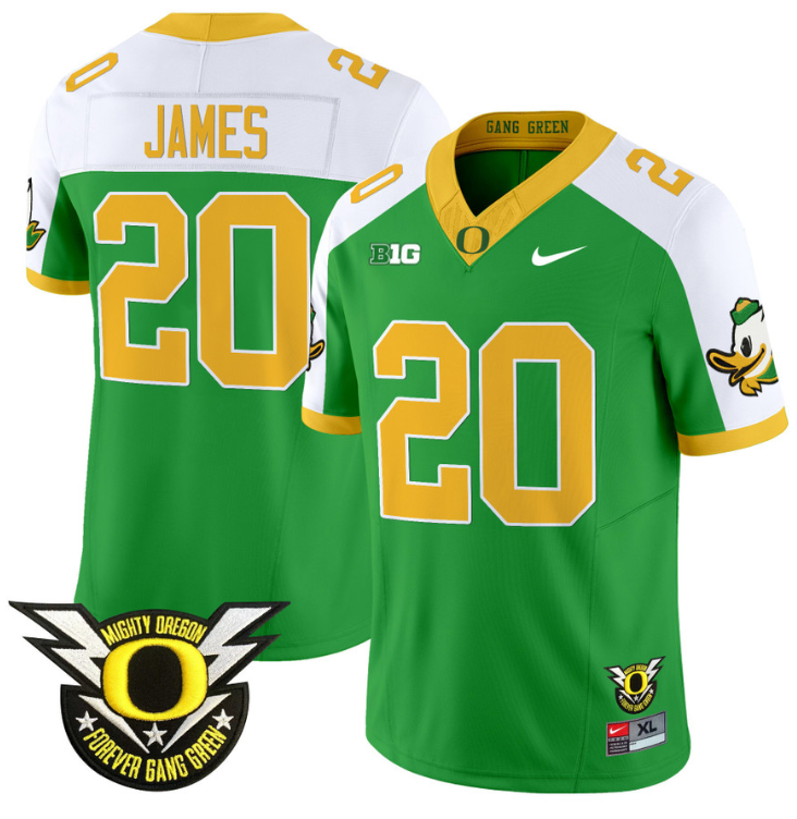 Jordan James Jersey #20 Oregon Duck Forever Gang Green Football Green Alternate