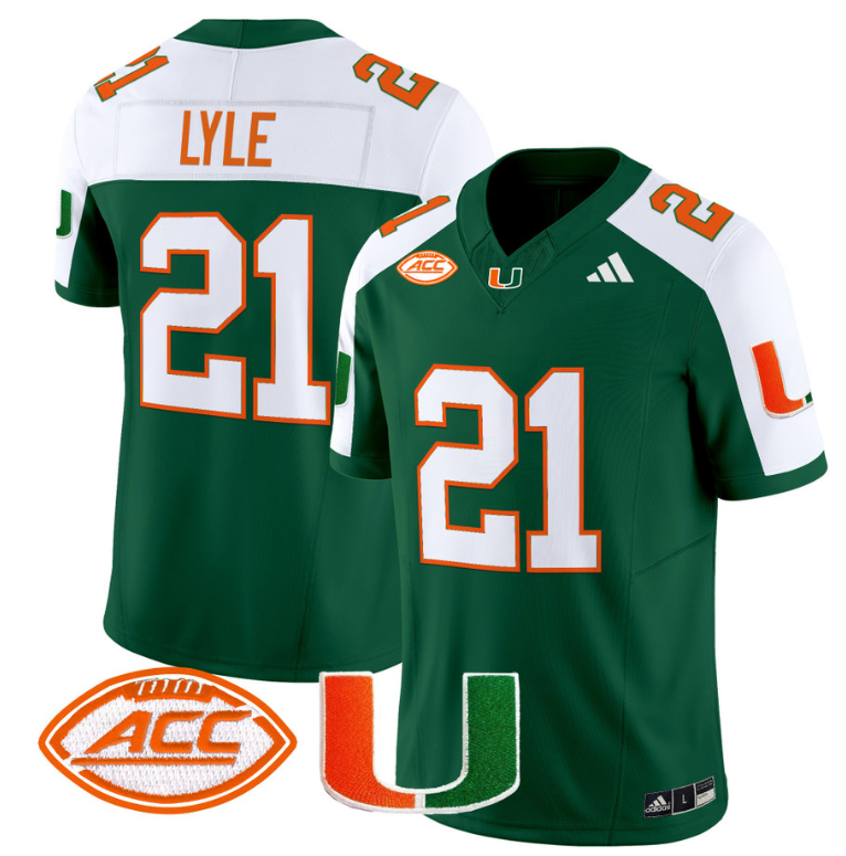 Jordan Lyle Jersey #21 Miami Hurricanes Vapor Football Stitched Orange Alternate