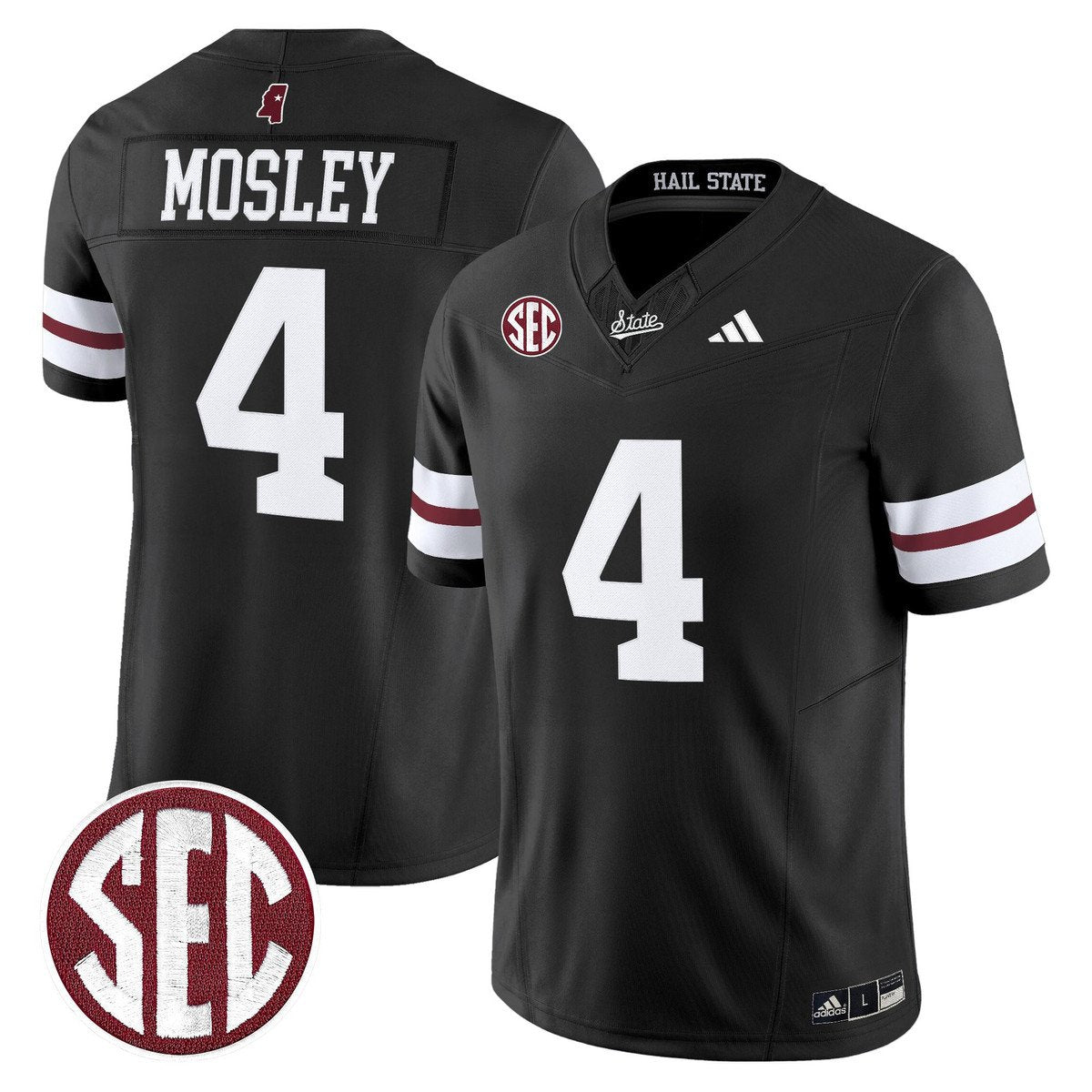Jordan Mosley Jersey #4 Mississippi State Bulldogs Dark Mode Stitched Black