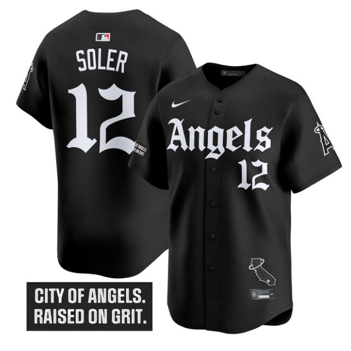 Jorge Soler Jersey #12 Los Angeles Angels Gothic Halo Edition Stitched Black