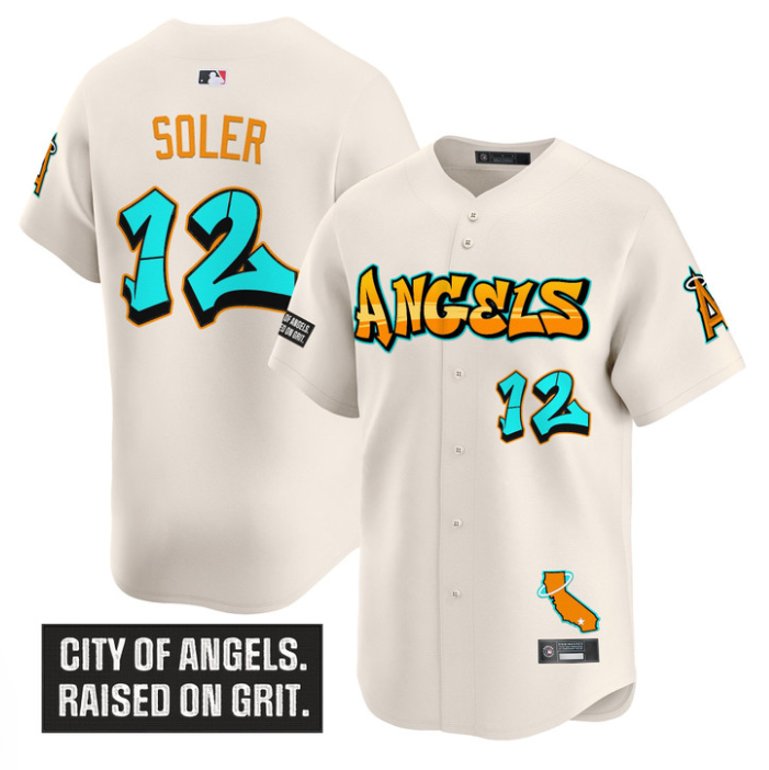 Jorge Soler Jersey #12 Los Angeles Angels Graffiti Halo Drop Edition Cream