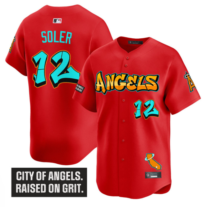 Jorge Soler Jersey #12 Los Angeles Angels Graffiti Halo Drop Edition Red