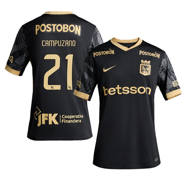 Jorman Campuzano 21 Atlético Nacional 2025-26 Away Men Jersey – Black