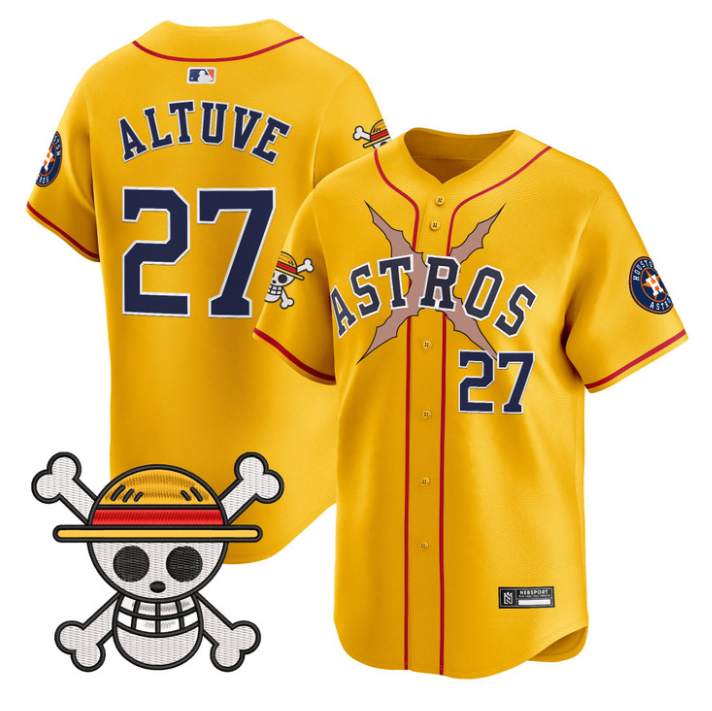 José Altuve Jersey #27  Houston Astros One Piece 2025 Limited Stitched Gold