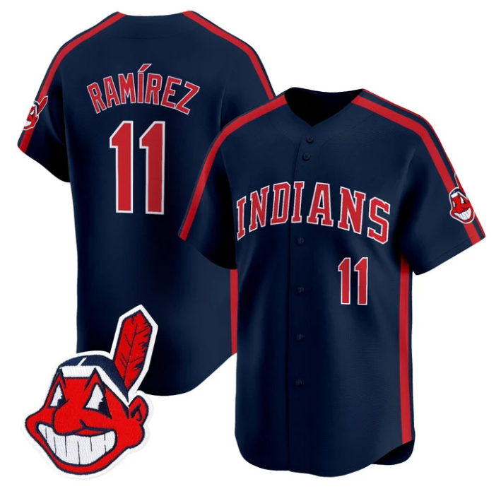 José Ramírez Jersey #11 Cleveland Indians Ricky Wild Thing Vaughn Stitched Navy