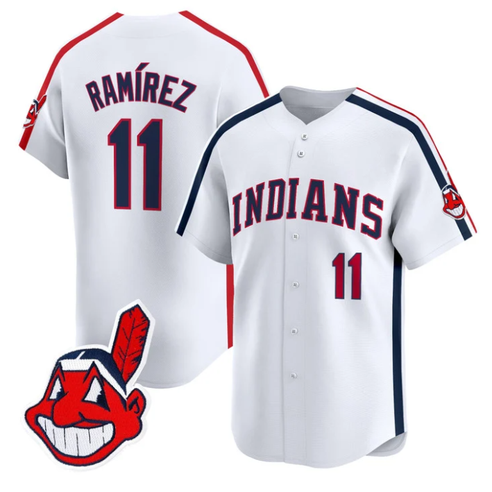 José Ramírez Jersey #11 Cleveland Indians Ricky Wild Thing Vaughn Stitched White
