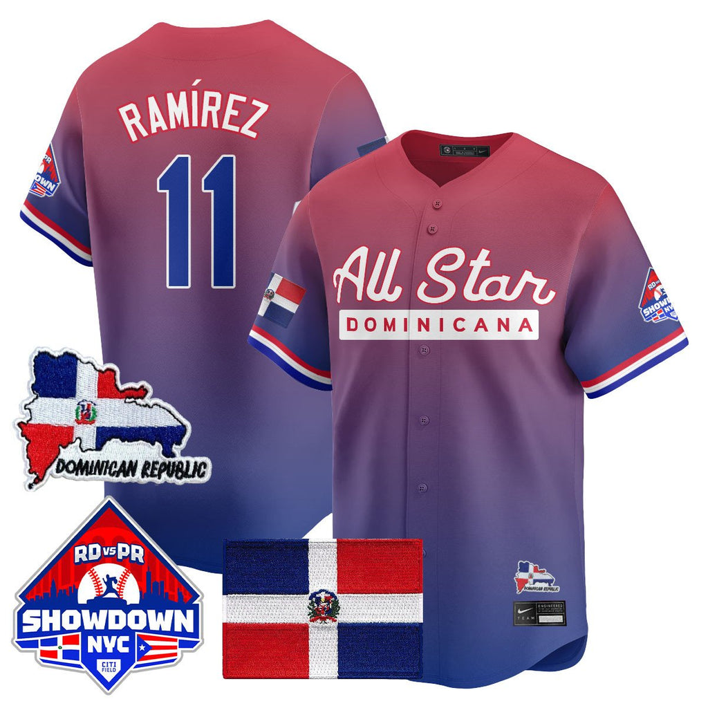 José Ramírez Jersey #11 Dominican Republic Baseball All-Star 2025 Red Sleeves