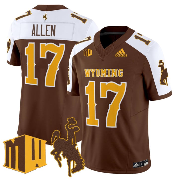 Josh Allen Jersey #17 Wyoming Cowboys 2025 Vapor Limited Stitched Brown