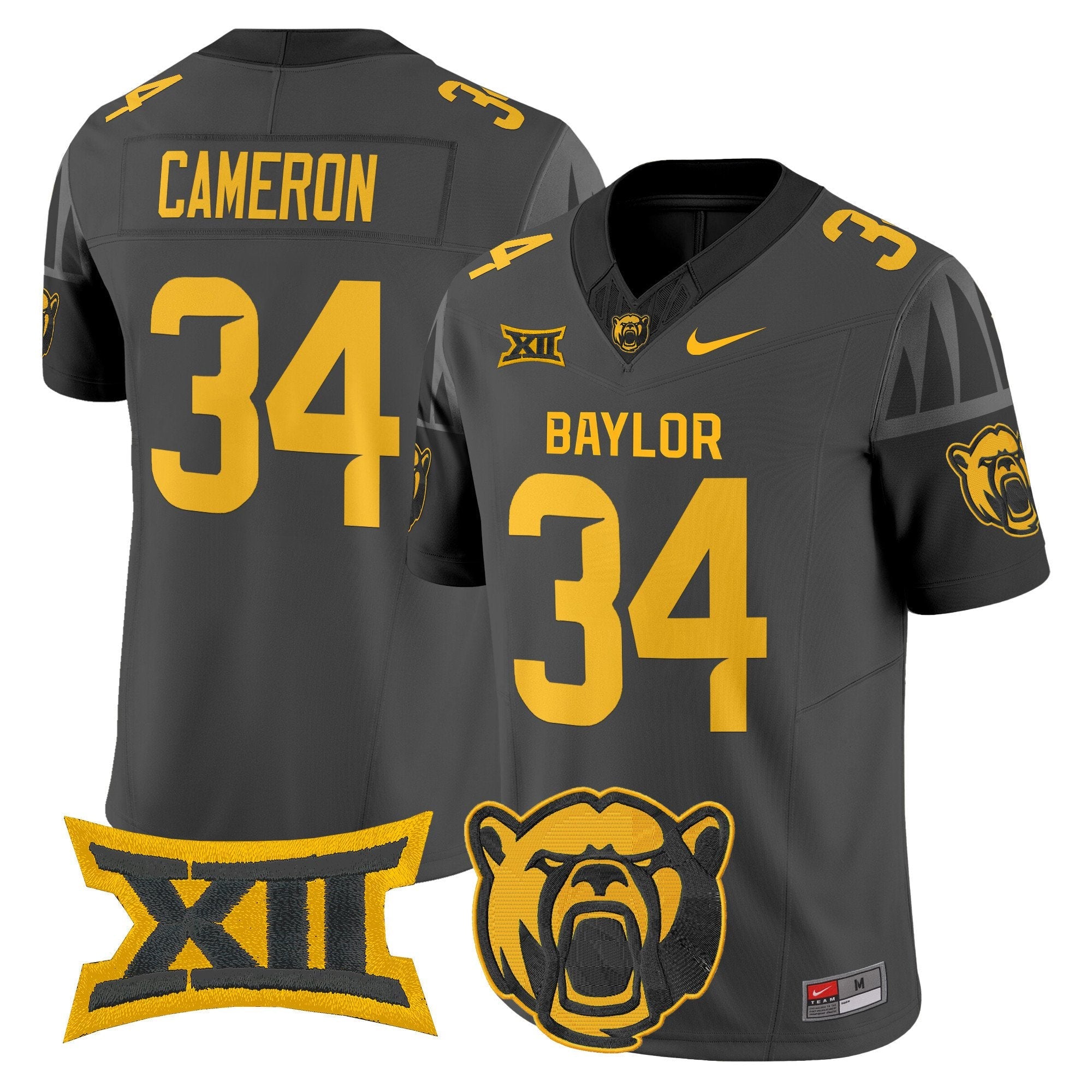 Josh Cameron Jersey #34 Baylor Bears 2025 V2 Vapor Stitched Black