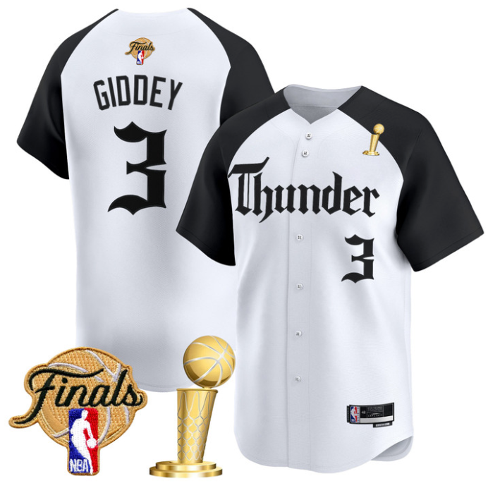 Josh Giddey Jersey #3 Oklahoma City Thunder Gothic Storm 2025 Champions