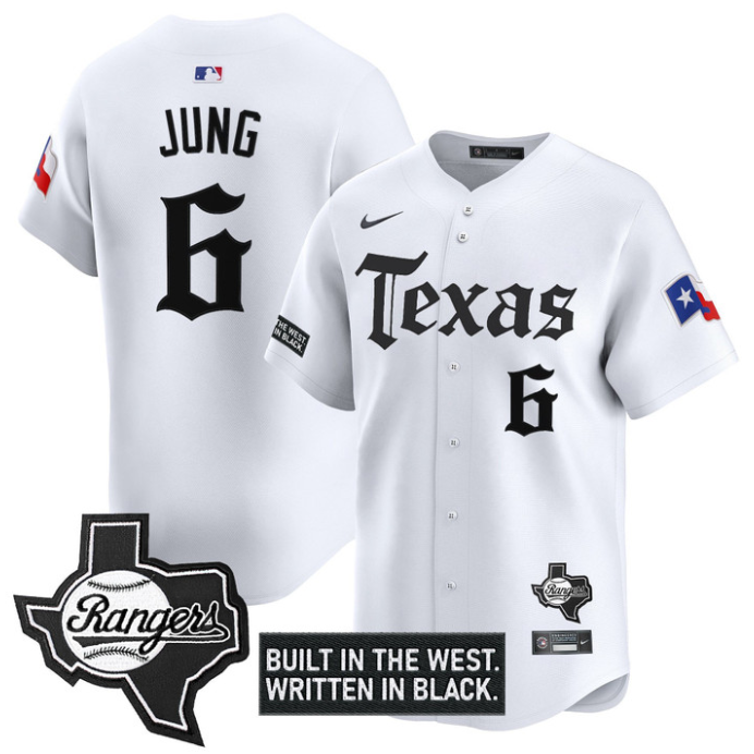 Josh Jung Jersey #6 Texas Rangers Gothic Frontier Edition Vapor Limited Stitched White