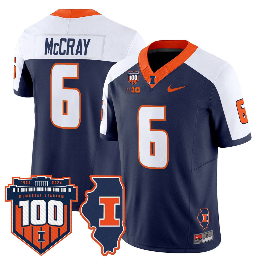 Josh McCray Jersey #6 Illinois Fighting 100th Memorial Stadium Navy Alternate