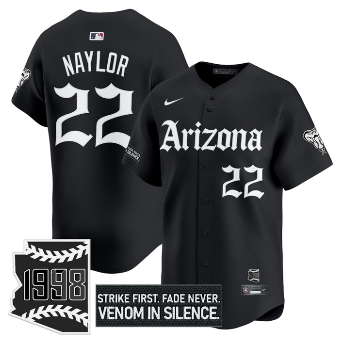 Josh Naylor Jersey #22 Arizona Diamondbacks Gothic Desert Fang Edition Black