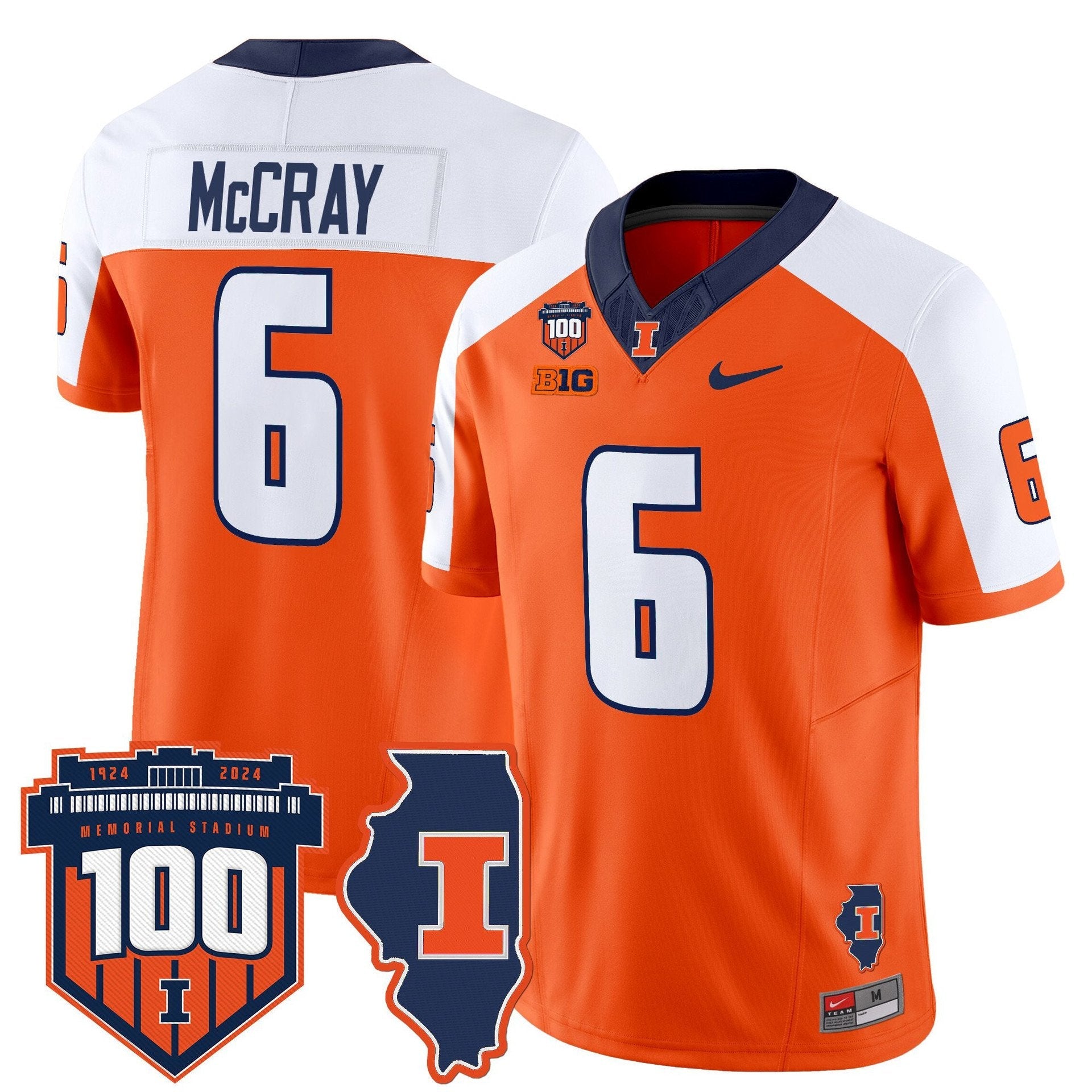 Josh McCray Jersey #6 Illinois Fighting 100th Memorial Stadium Orange Alternate