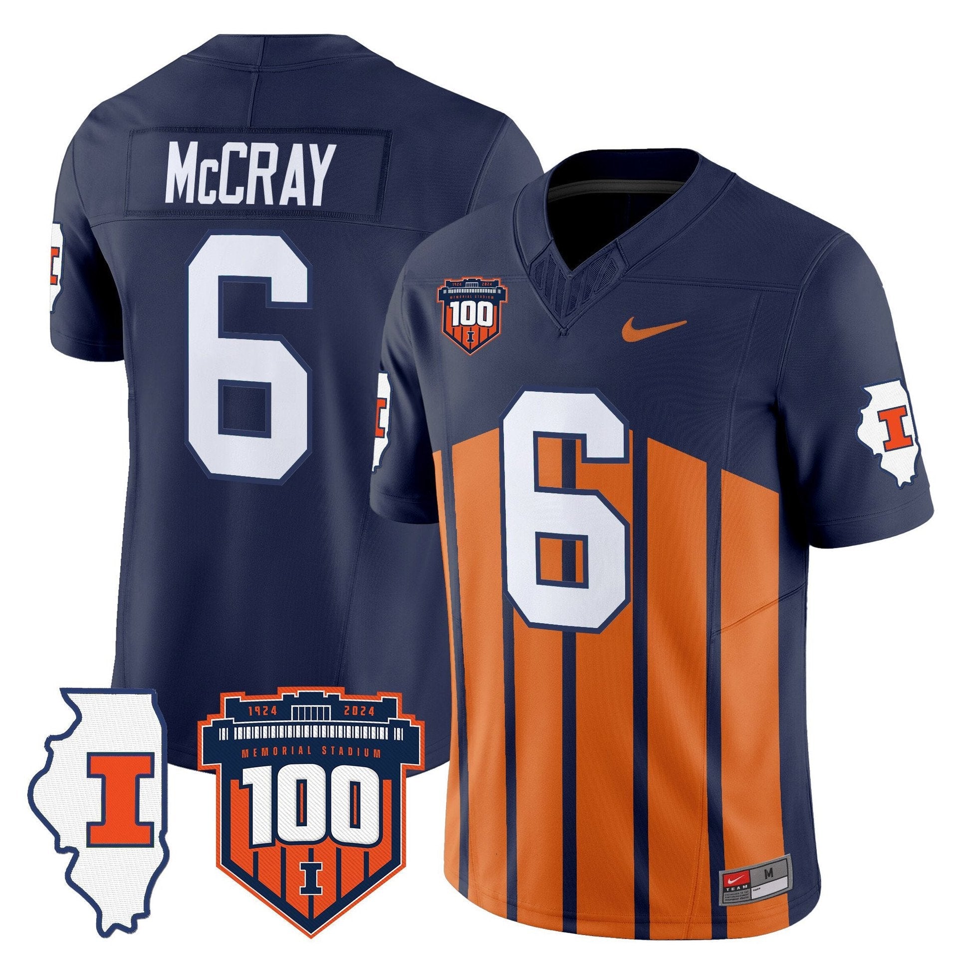 Josh McCray Jersey #6 Illinois Fighting 100th Memorial Stadium Throwback
