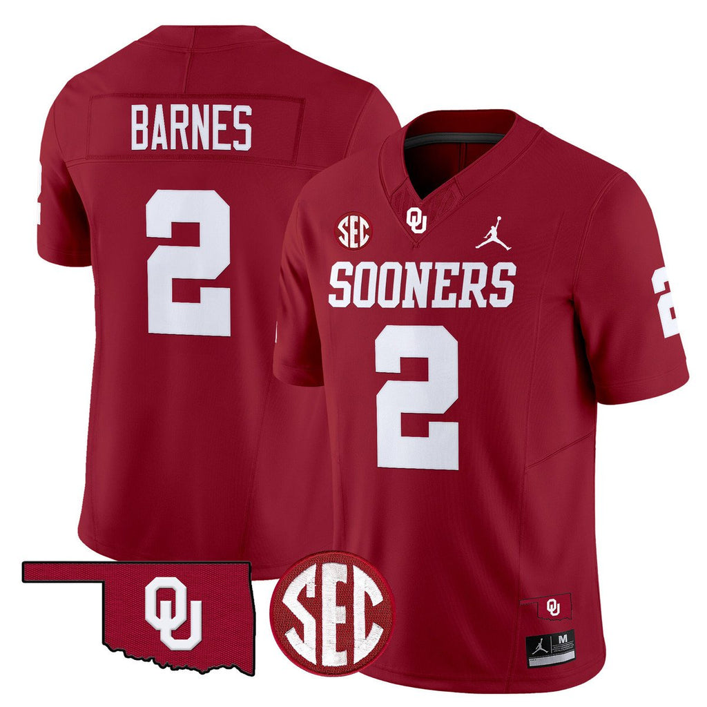 Jovantae Barnes Jersey #2 Oklahoma Sooners 2025 Limited Stitched Crimson