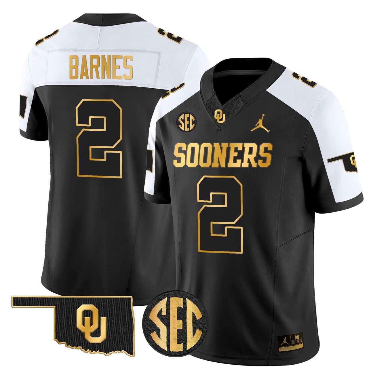 Jovantae Barnes Jersey #2 Oklahoma Sooners 2025 Gold Stitched