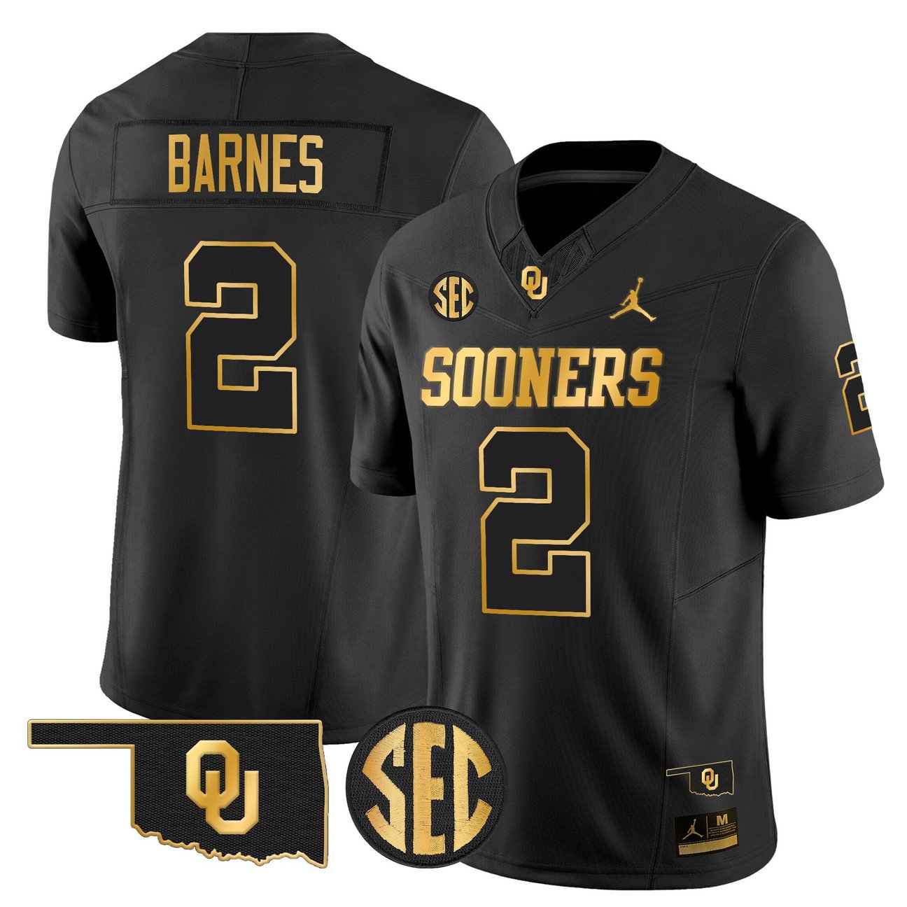 Jovantae Barnes Jersey #2 Oklahoma Sooners 2025 Gold Stitched