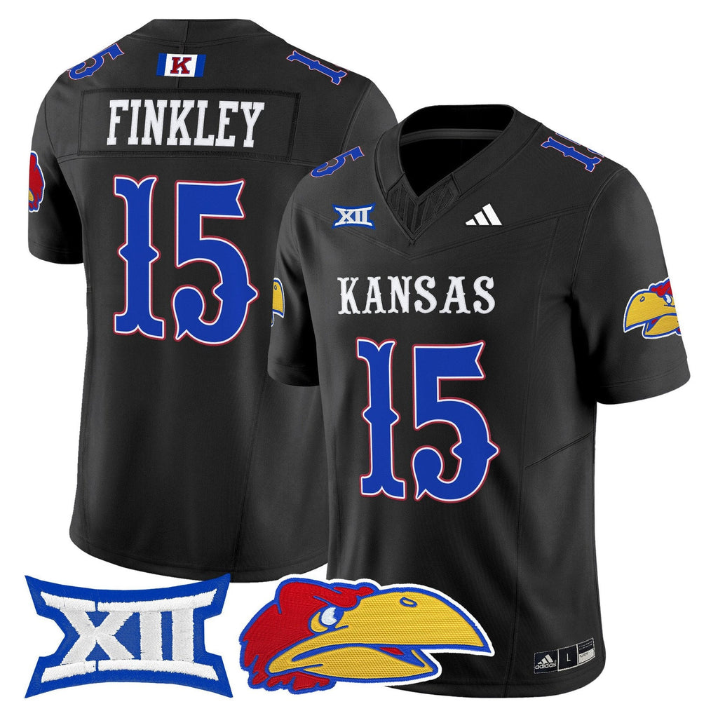Justice Finkley Jersey #15 Kansas Jayhawks 2025 Vapor Limited Stitched Black
