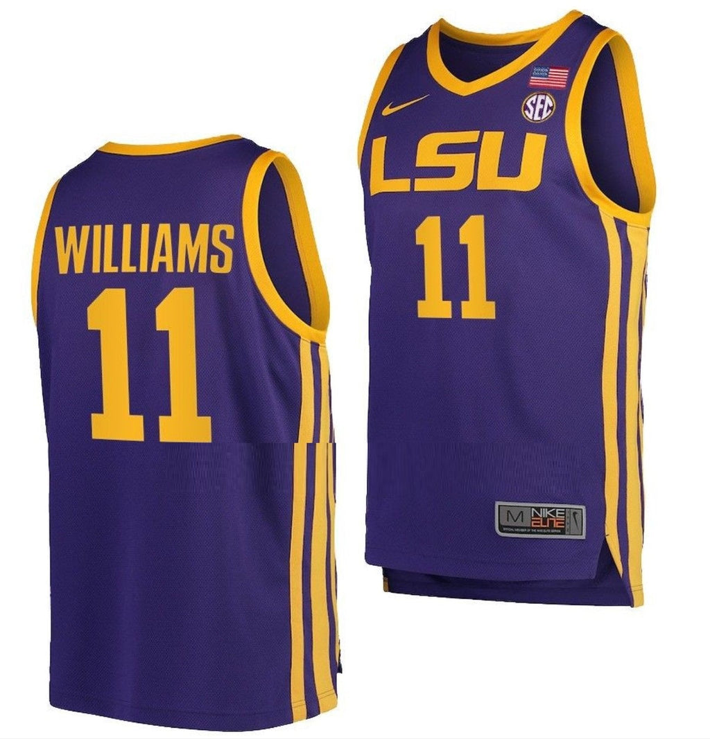 Justice Williams Jersey LSU Tigers College Basketball Purple #11