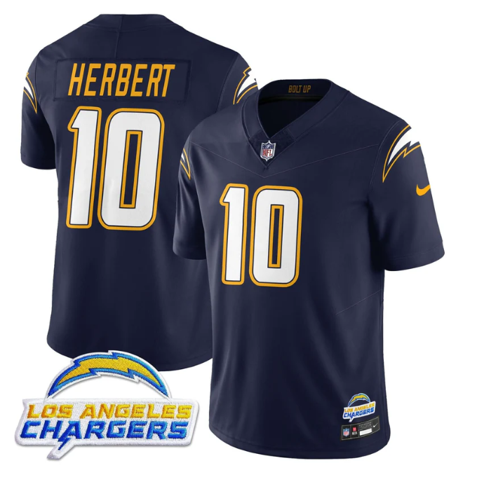 Justin Herbert Jersey #10 Alternate 2025 Vapor Limited All Stitched Navy