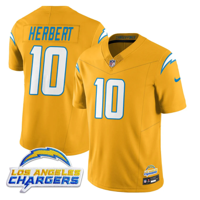 Justin Herbert Jersey #10 Alternate 2025 Vapor Limited All Stitched Yellow