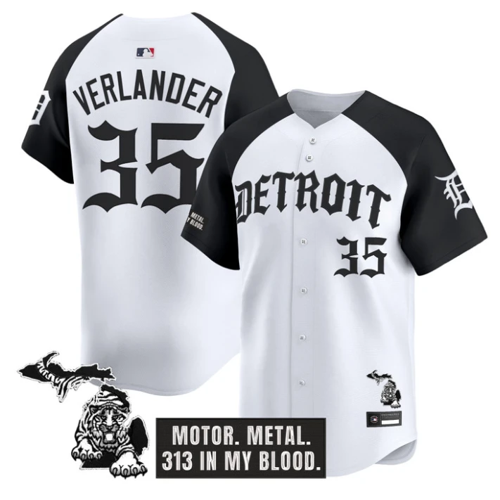 Justin Verlander Jersey #35 Detroit Tigers Old English Edition Stitched