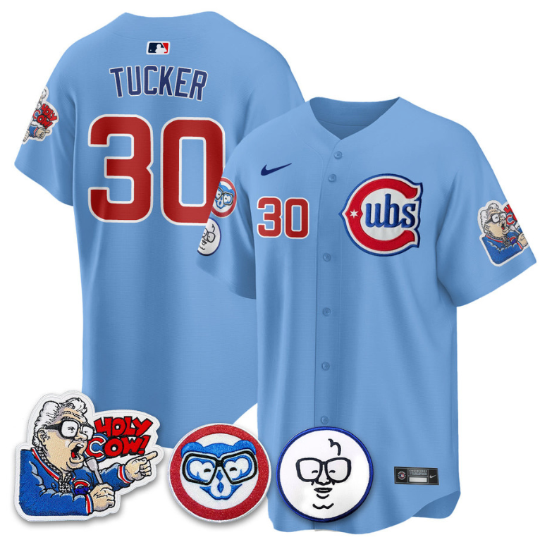 Kyle Tucker Jersey #30 Chicago Cubs Harry Caray Holy Cow Patch Premier Limited Stitched Blue