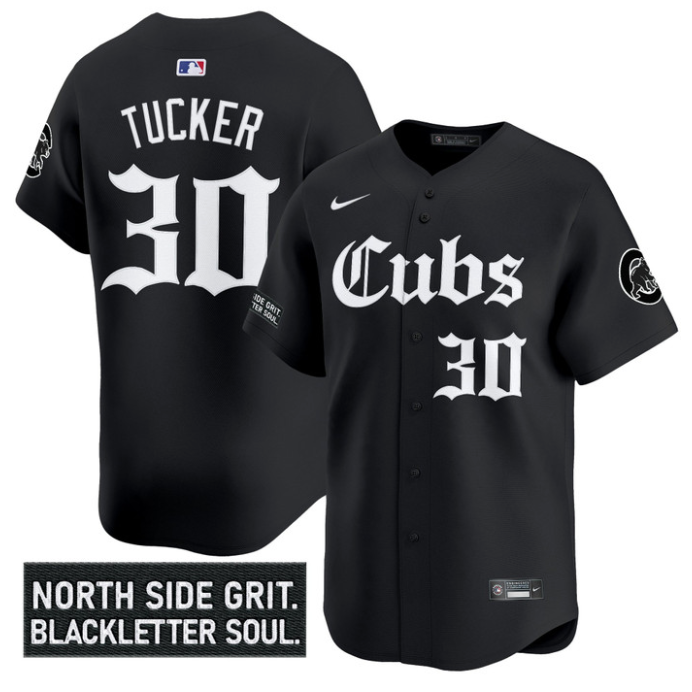Kyle Tucker Jersey #30 Chicago Cubs Gothic North Side Edition Vapor Limited Stitched Black