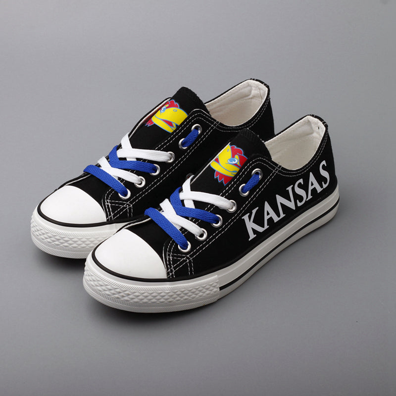 Kansas Jayhawks Limited Print NCAA College Students Low Top Canvas Shoes Sport Sneakers 1