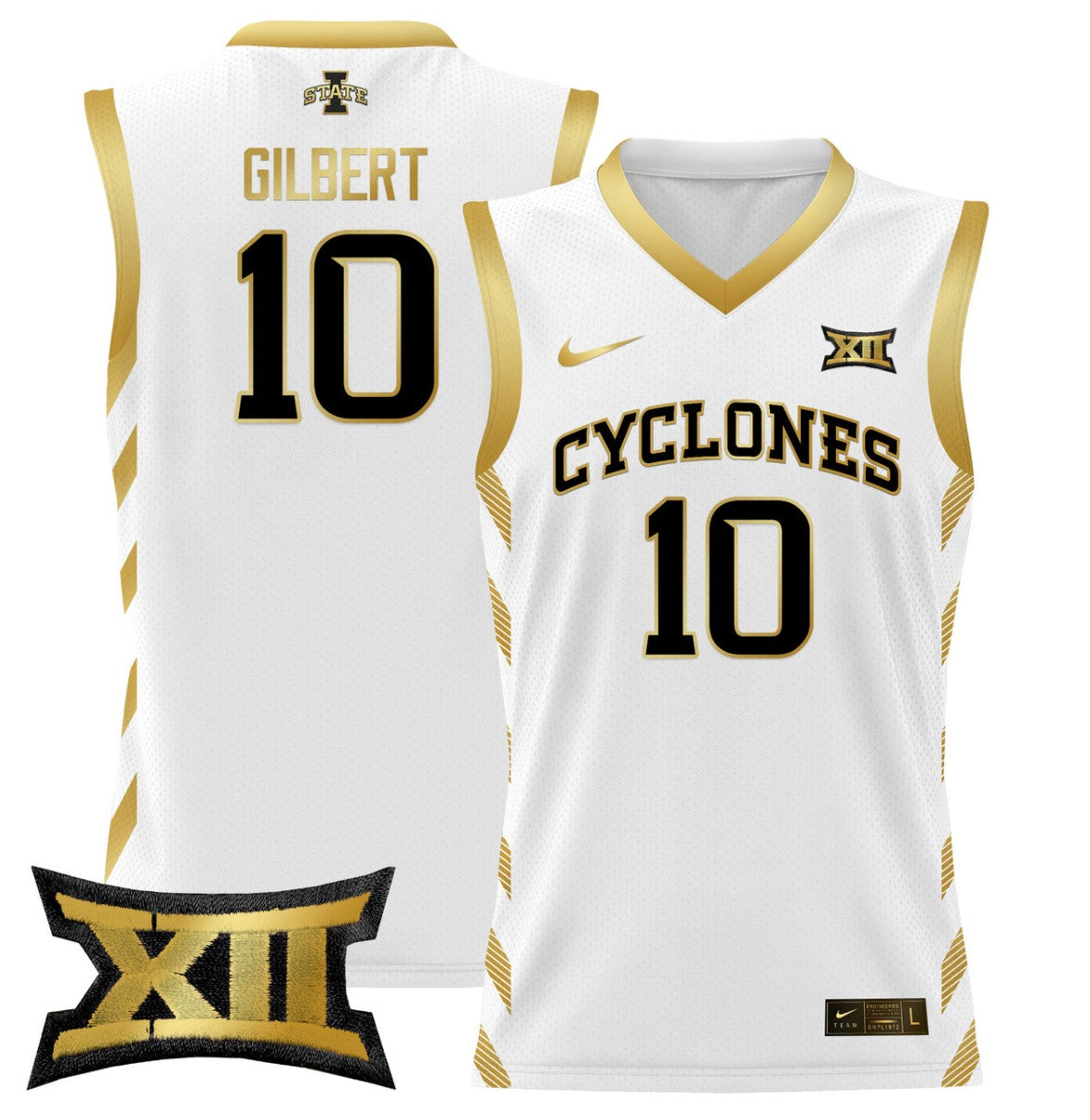 Keshon Gilbert Jersey #10 Iowa State 2024 Lightweight Basketball White Gold