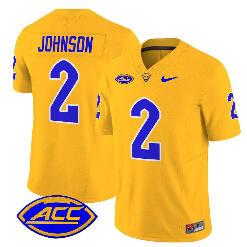 Kenny Johnson Jersey #2 Pittsburgh Panthers 2025 Limited Stitched Gold