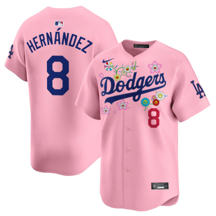 Kike Hernandez Jersey #8 Dodgers x Takashi Murakami 2025 Vapor Limited Stitched Cherry Blossom