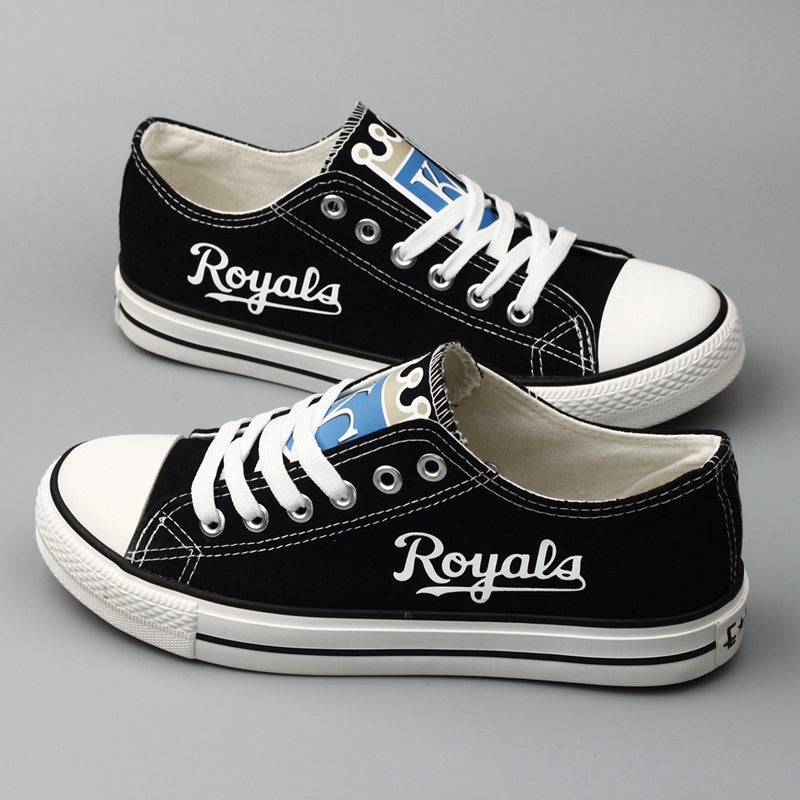 Kansas City Royals Limited Print MLB Baseball Fans Low Top Canvas Shoes Sport Sneakers T-D803H