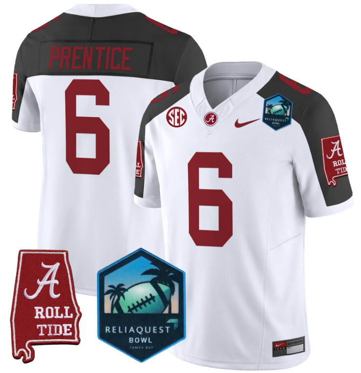 Kobe Prentice Jersey #6 Alabama Crimson Tide 2025 ReliaQuest Bowl Inverted
