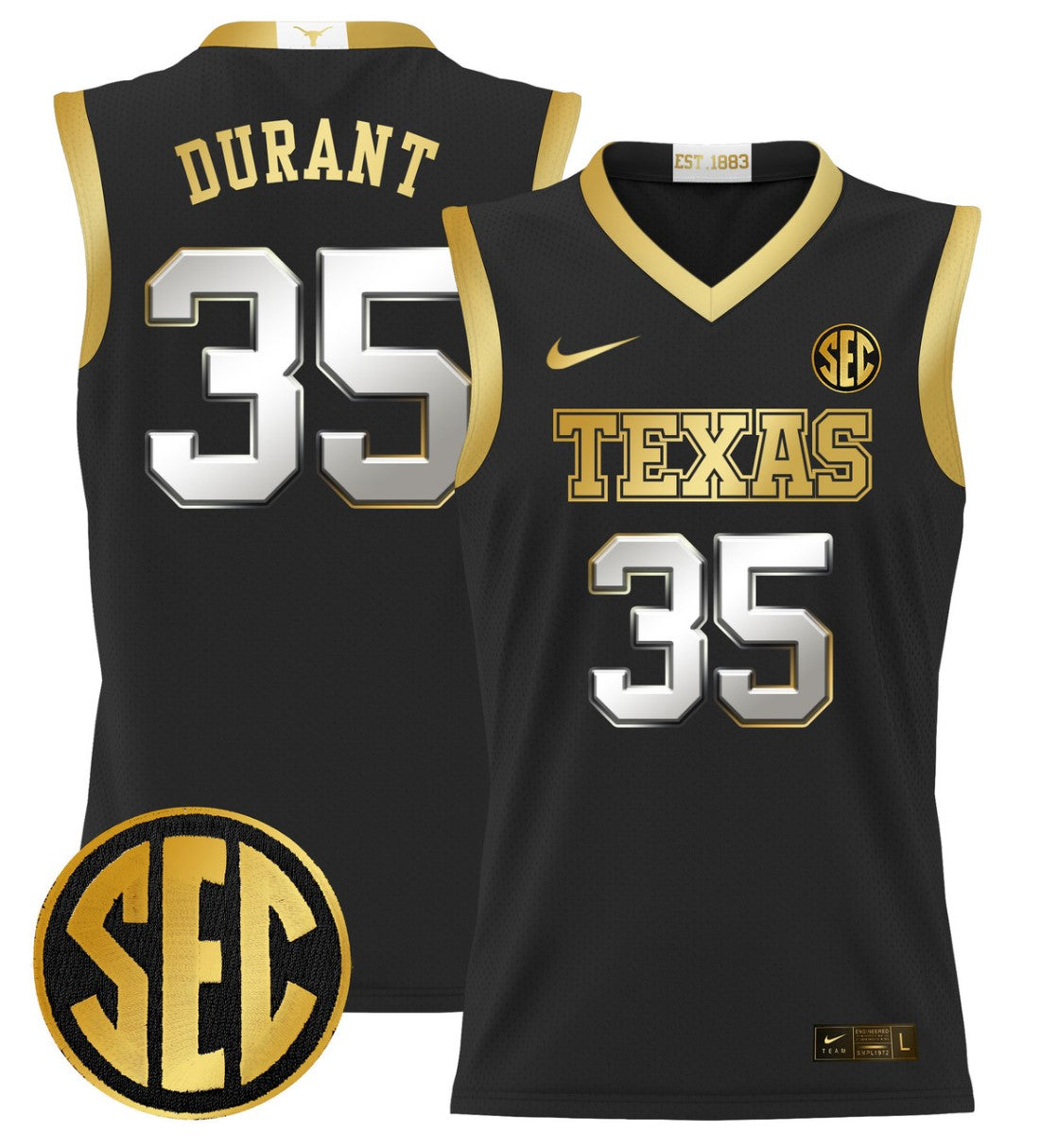 Kevin Durant Jersey #35 Texas Longhorns 2024 Lightweight Basketball Black Gold