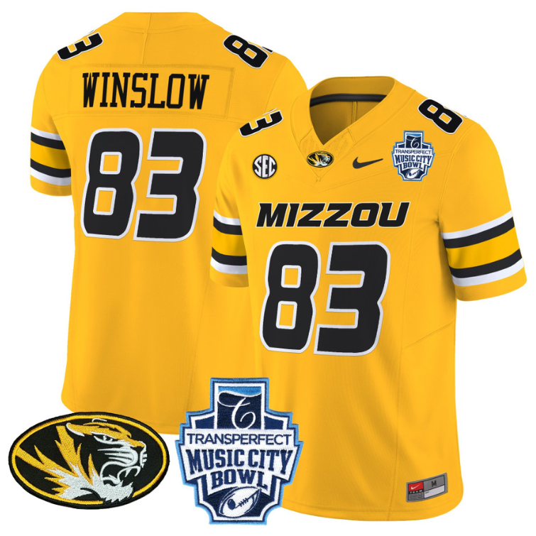 Kellen Winslow Jersey #83 Missouri Tigers 2024 Music City Bowl Gold