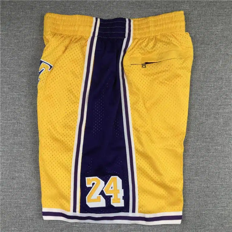 Kobe Bryant 8_24 Yellow Los Angeles Lakers Shorts - Basketball Shorts Store