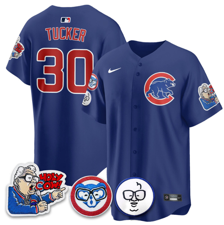Kyle Tucker Jersey #30 Chicago Cubs Harry Caray Holy Cow Patch Premier Limited Stitched Royal