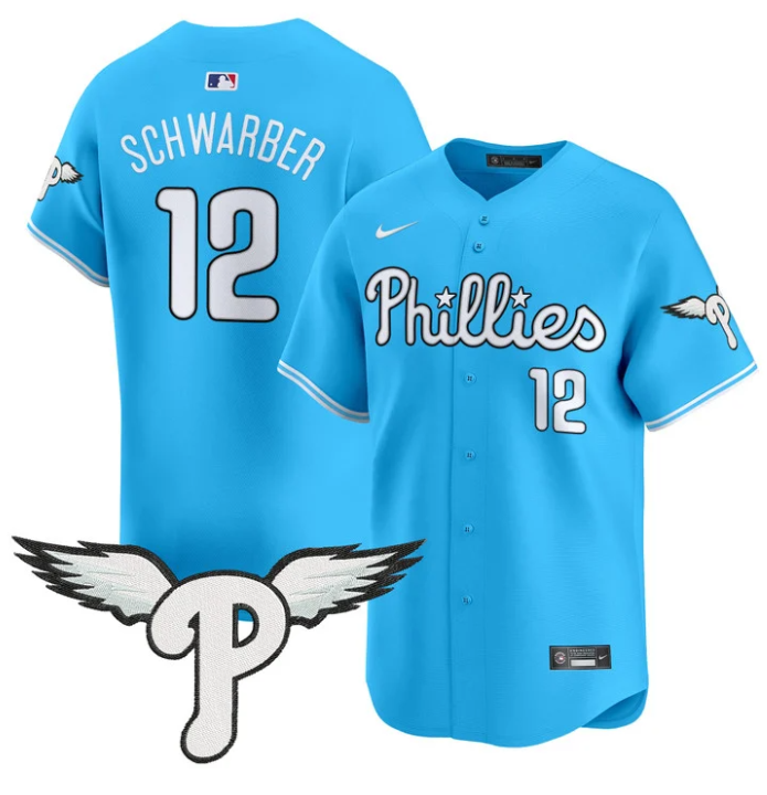 Kyle Schwarber Jersey #12 Philadelphia Phillies 2025 Vapor Premier Limited Stitched Light Blue