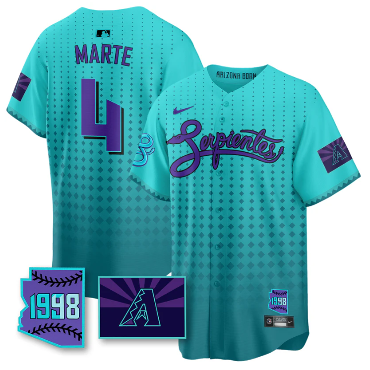 Ketel Marte Jersey #4 Arizona Diamondbacks Serpientes City Connect Stitched Teal