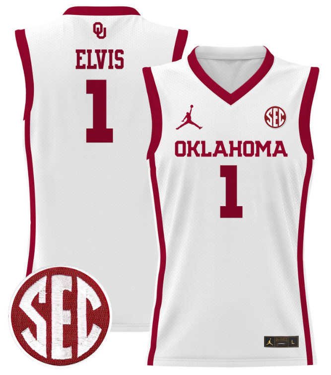 Kobe Elvis Jersey #1 Oklahoma Sooners 2024 Lightweight Basketball White