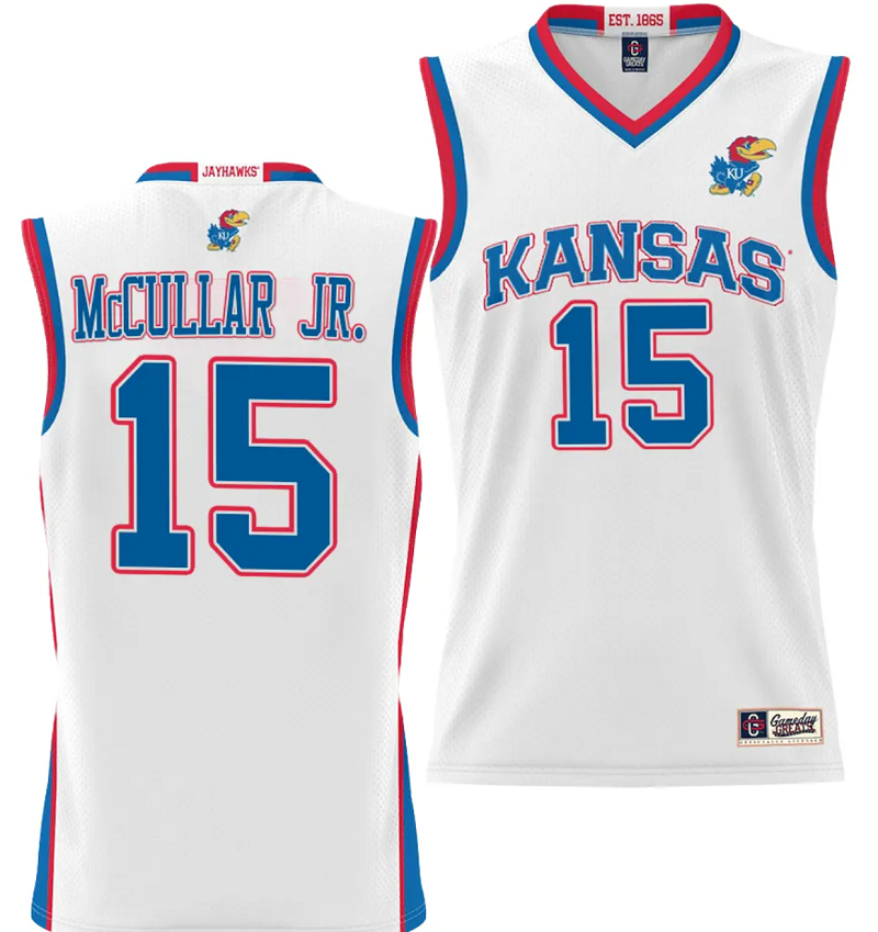 Kevin McCullar Jr Jersey #15 Kansas Jayhawks NIL College Basketball Lightweight White