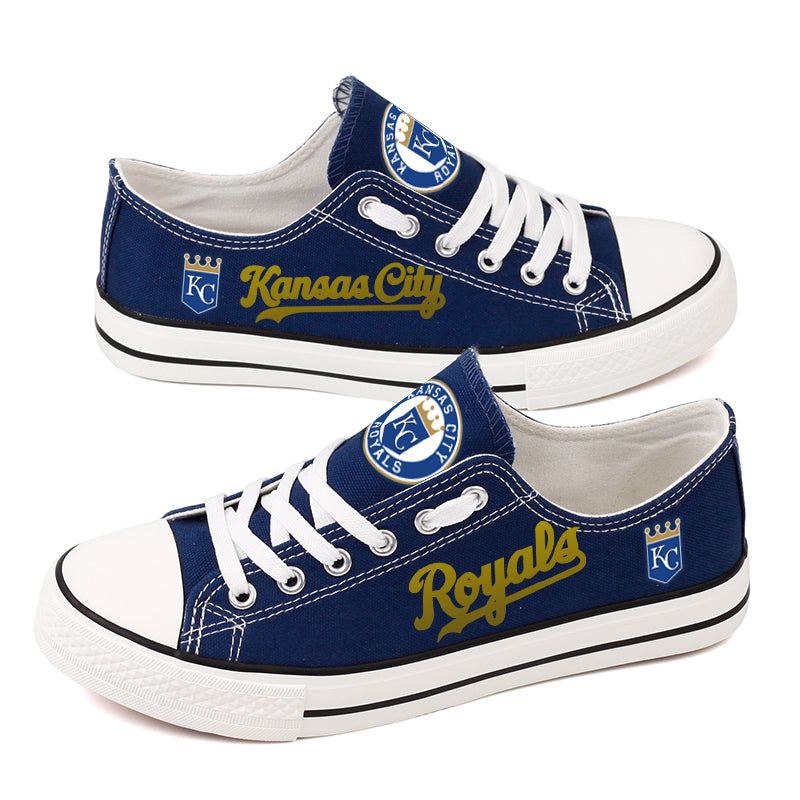 Kansas City Royals Limited Print MLB Baseball Fans Low Top Canvas Shoes Sport Sneakers T-DAC177L