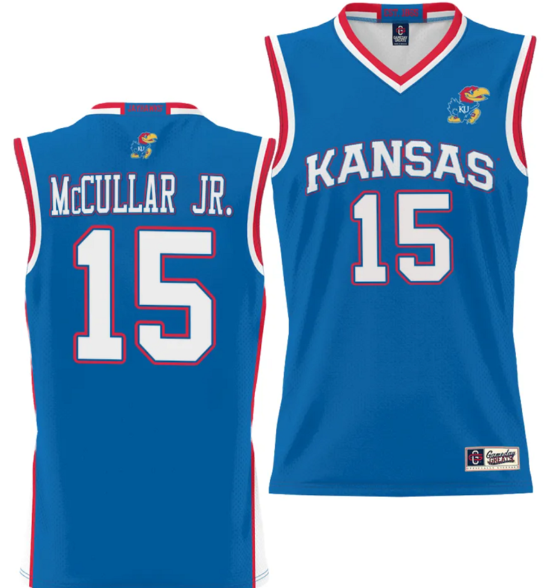 Kevin McCullar Jr Jersey #15 Kansas Jayhawks NIL College Basketball Lightweight Royal