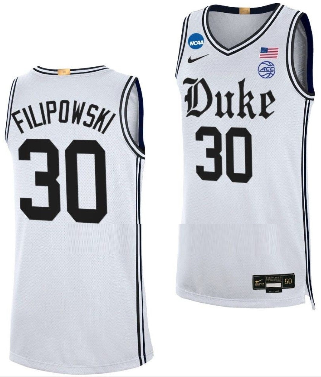 Kyle Filipowski Jersey Duke Blue Devil College Basketball 2023 NCAA March Madness White #30