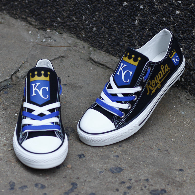 Kansas City Royals Limited Print MLB Baseball Fans Low Top Canvas Shoes Sport Sneakers T-DJ173H