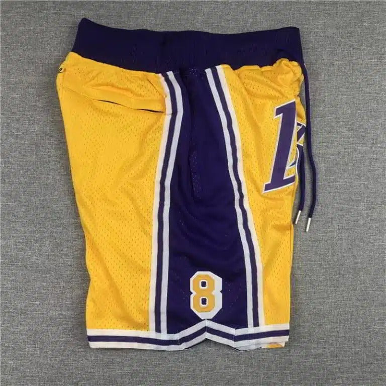 Kobe Bryant 8 24 Los Angeles Lakers Yellow Shorts - Basketball Shorts Store